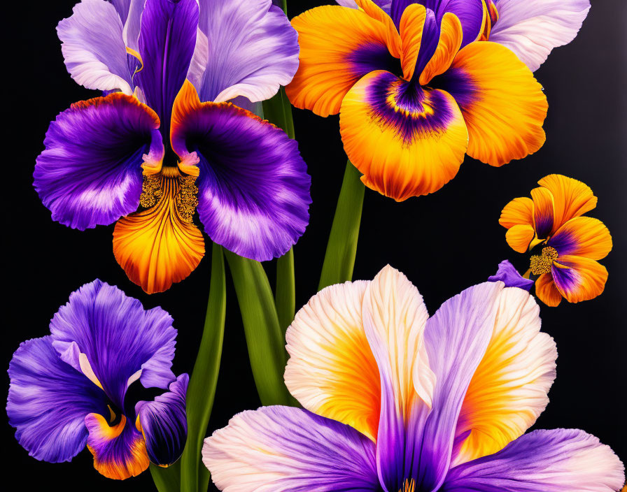 Marigolds and irises 