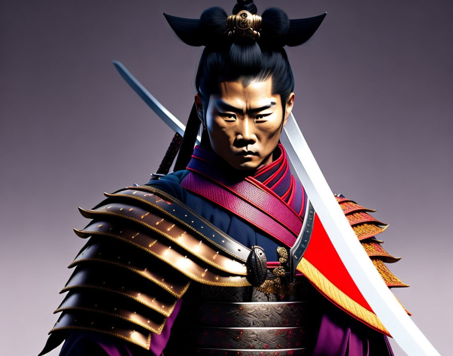 a cool samurai holding a sword 