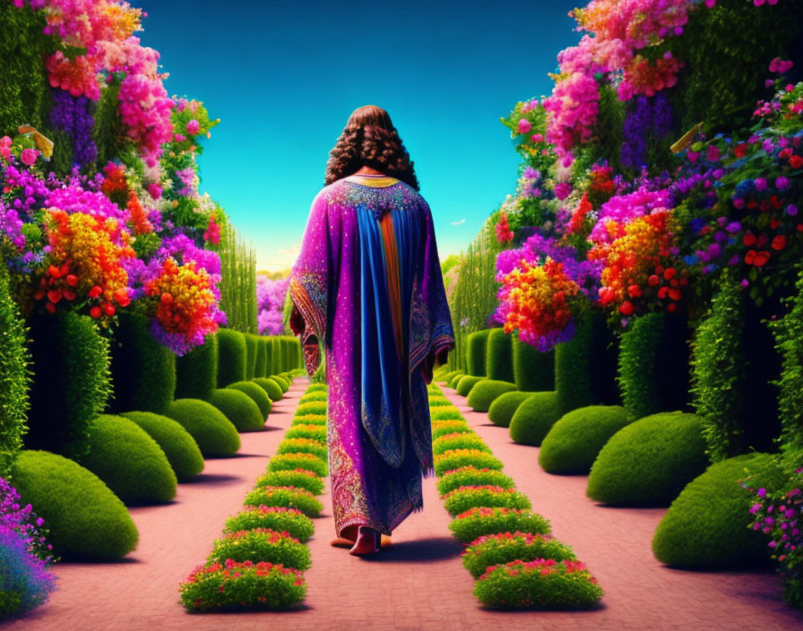 Jesus walking in the garden