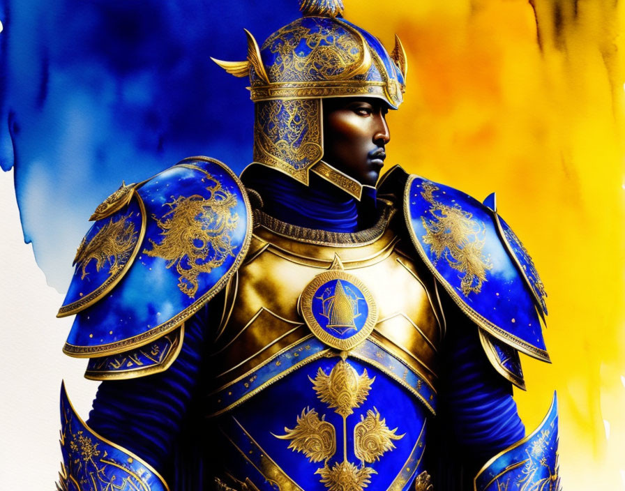 a warrior in blue and gold 01