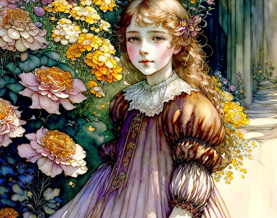A girl in the flower garden