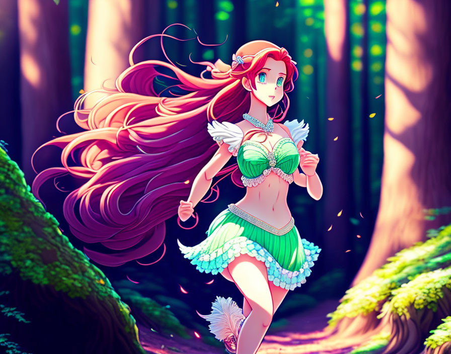 Princess Ariel running through forest 