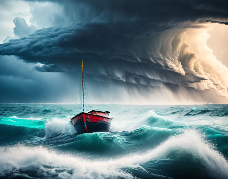 A boat in the storm