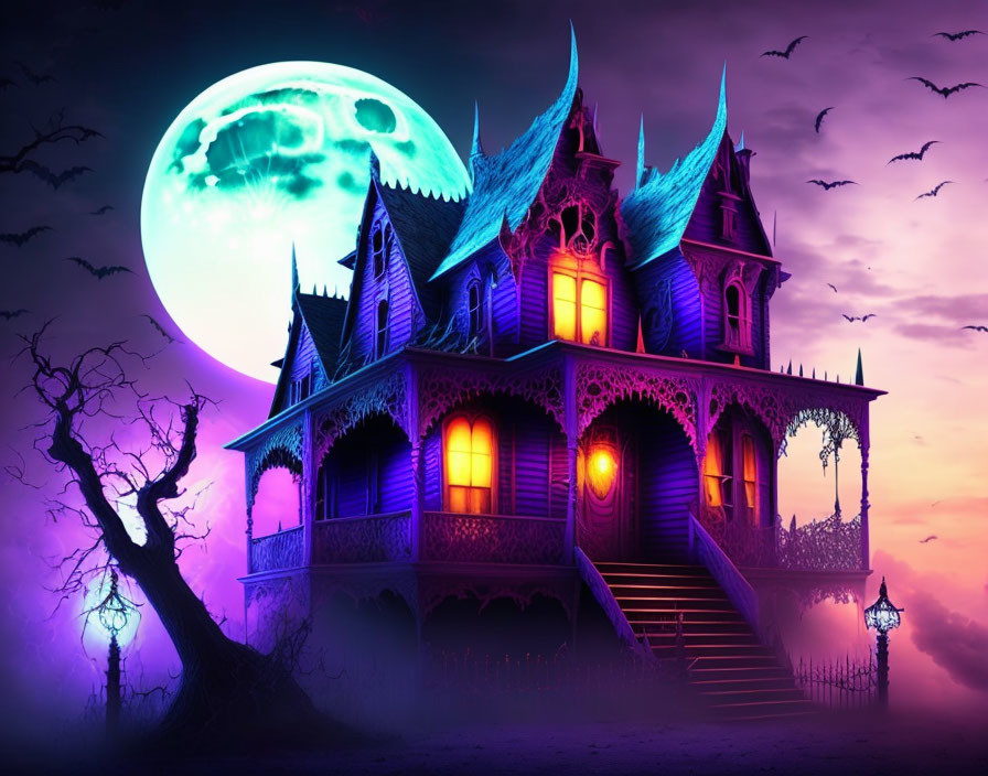full moon haunted house