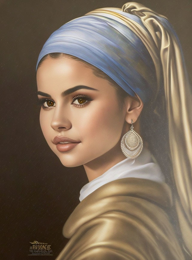 Selena Gomez with a pearl earring