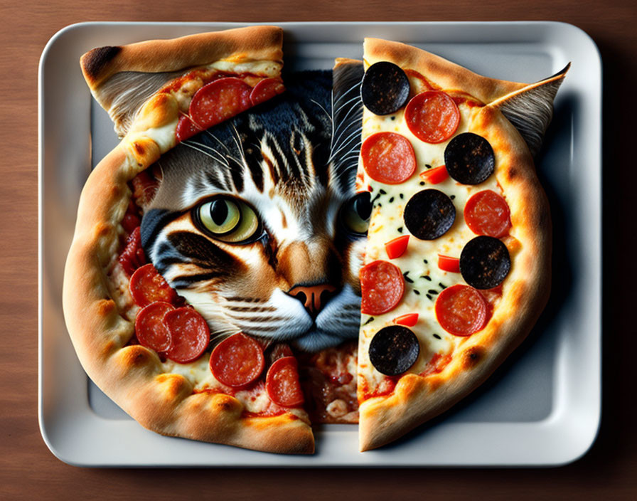 cat on a pizza