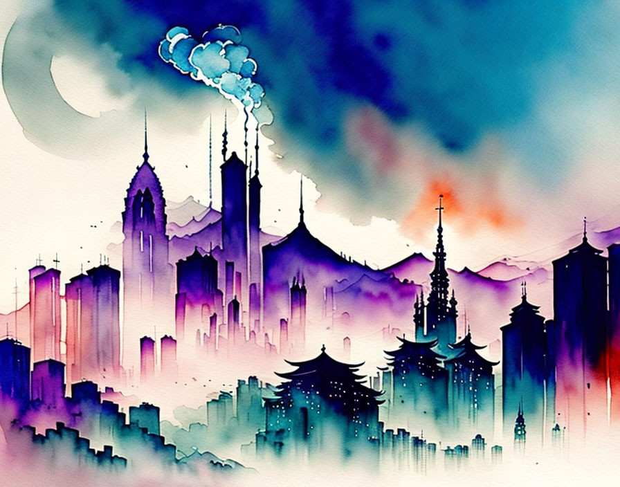 Watercolour city