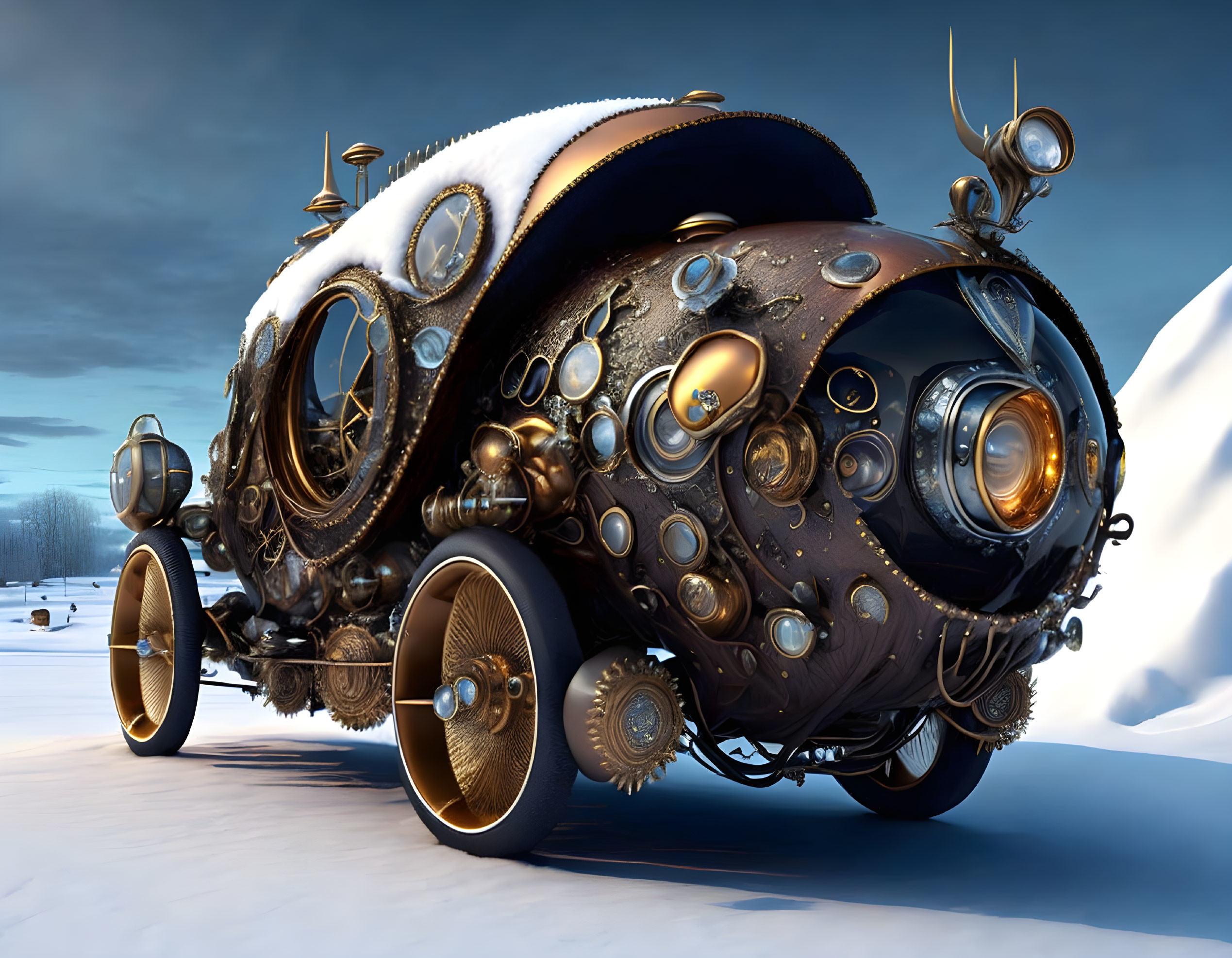 Fantasy biomorphic steampunk automobile
