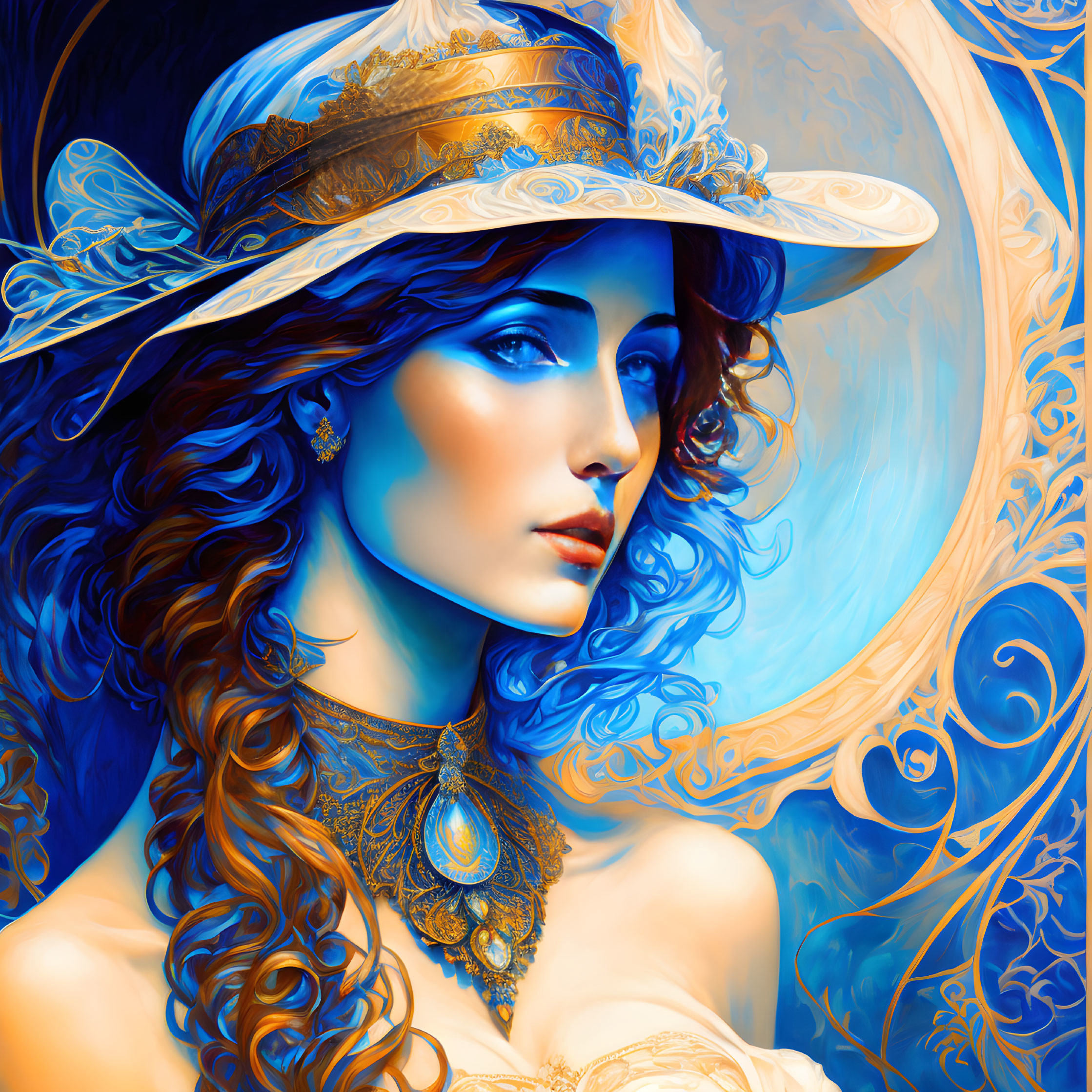 Lady in blue.