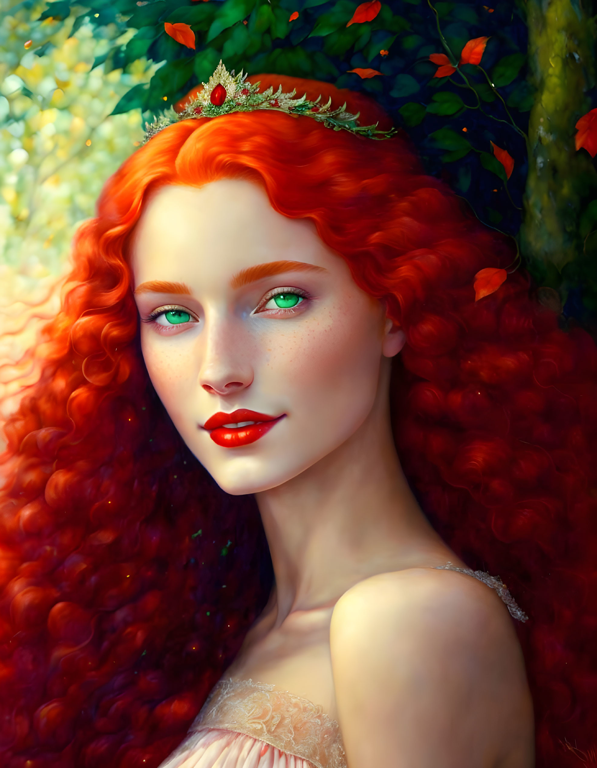 Beautiful woman with fire-red hair