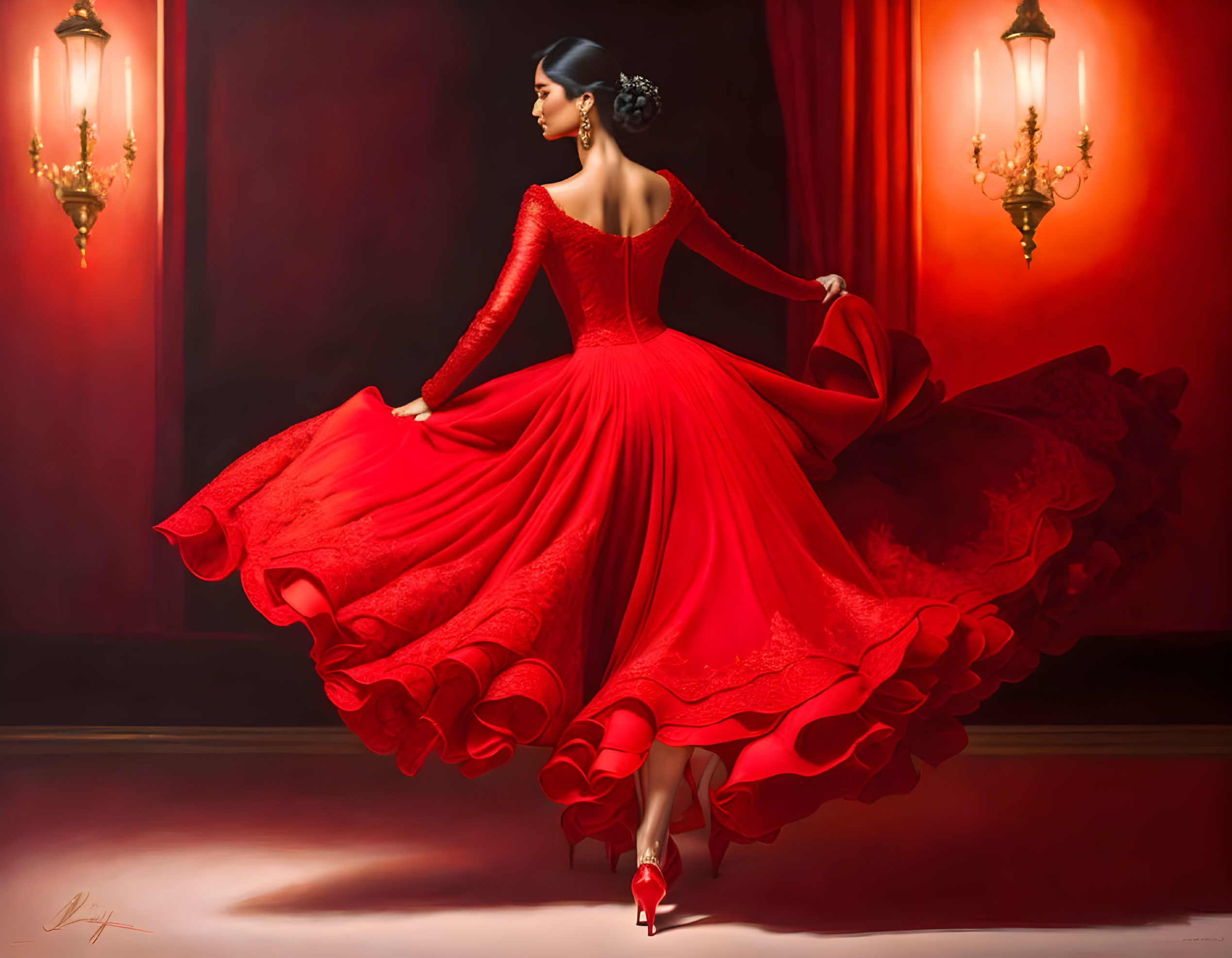  Lady in red is dancing for me