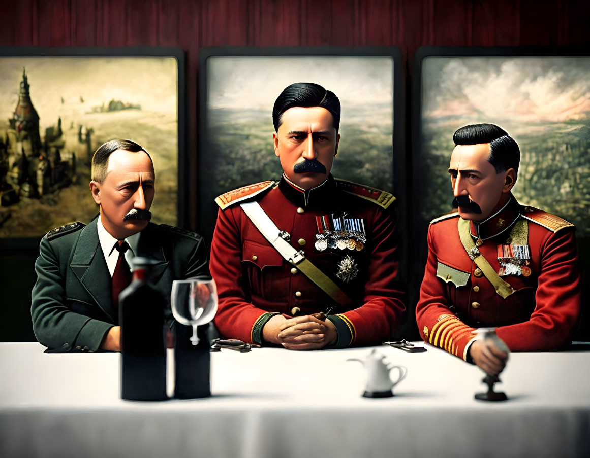  Hitler,Stalin and Putin,sitting on a table in Hel