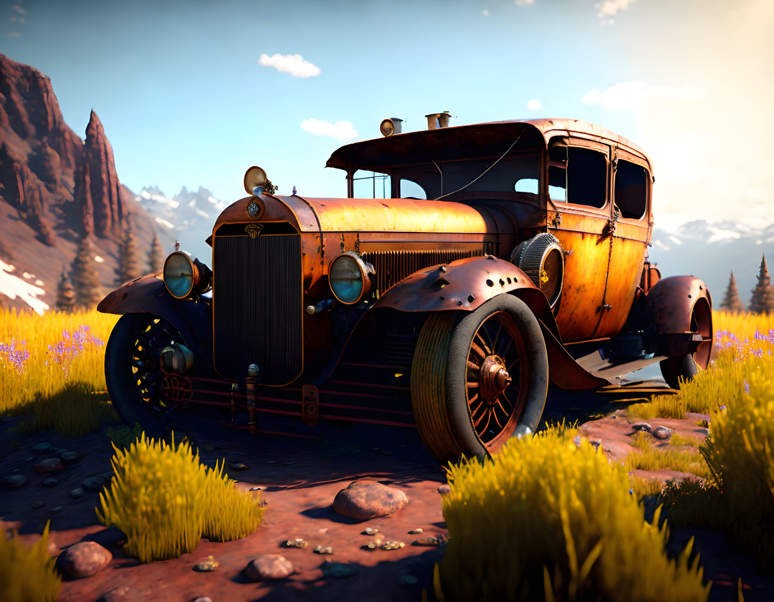 Steampunk Old rusted Model A 