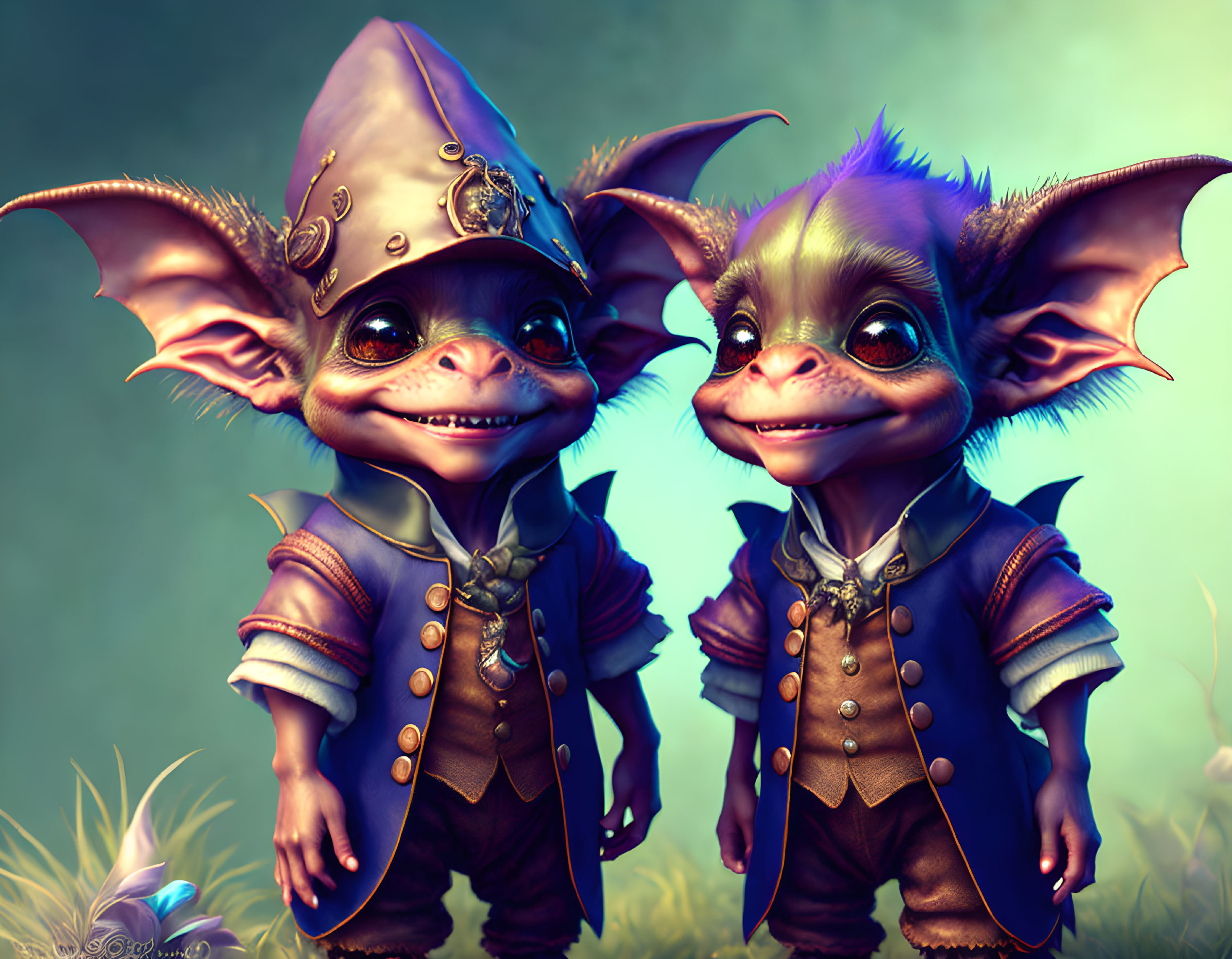 Beautiful goblin gremlins twins