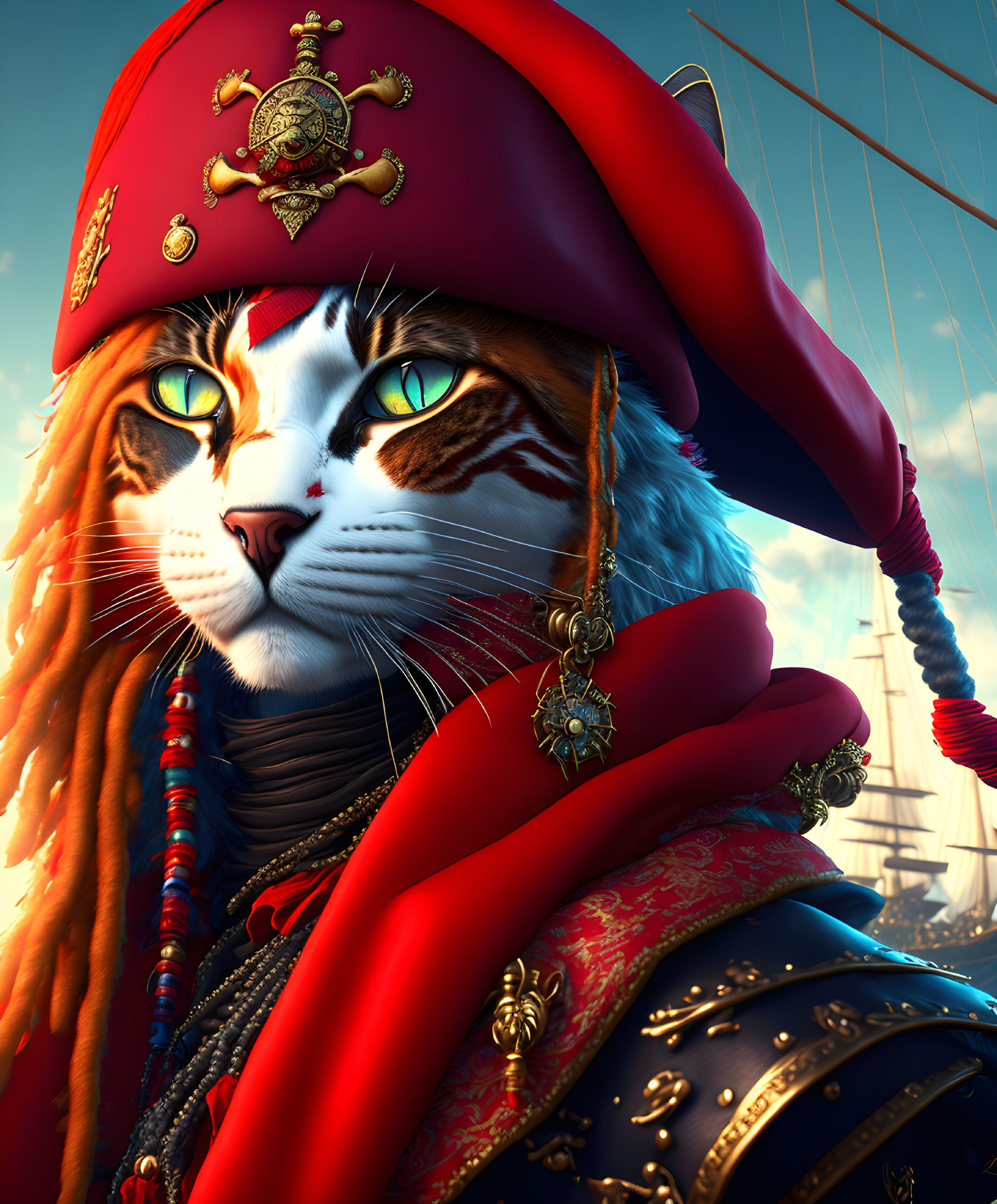 Cat as a pirate, jack sparrow,