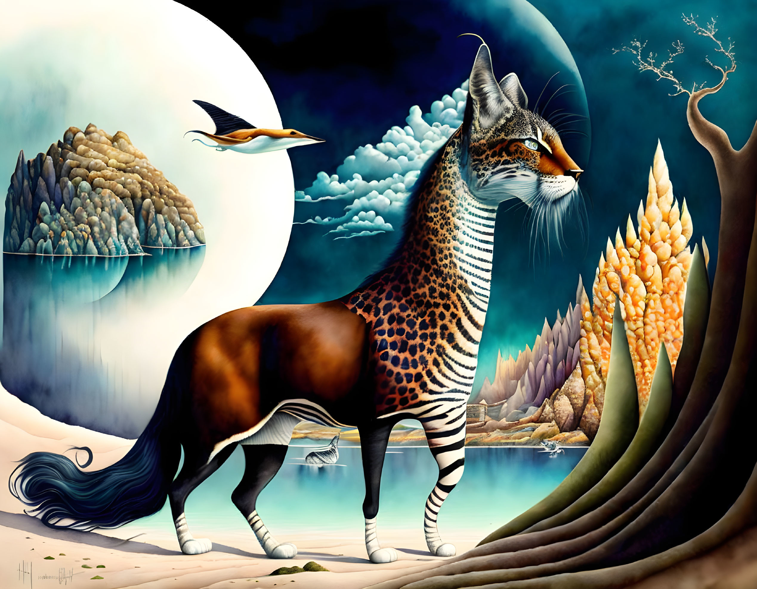  Fantastic fantasy animals in fantastic landscape
