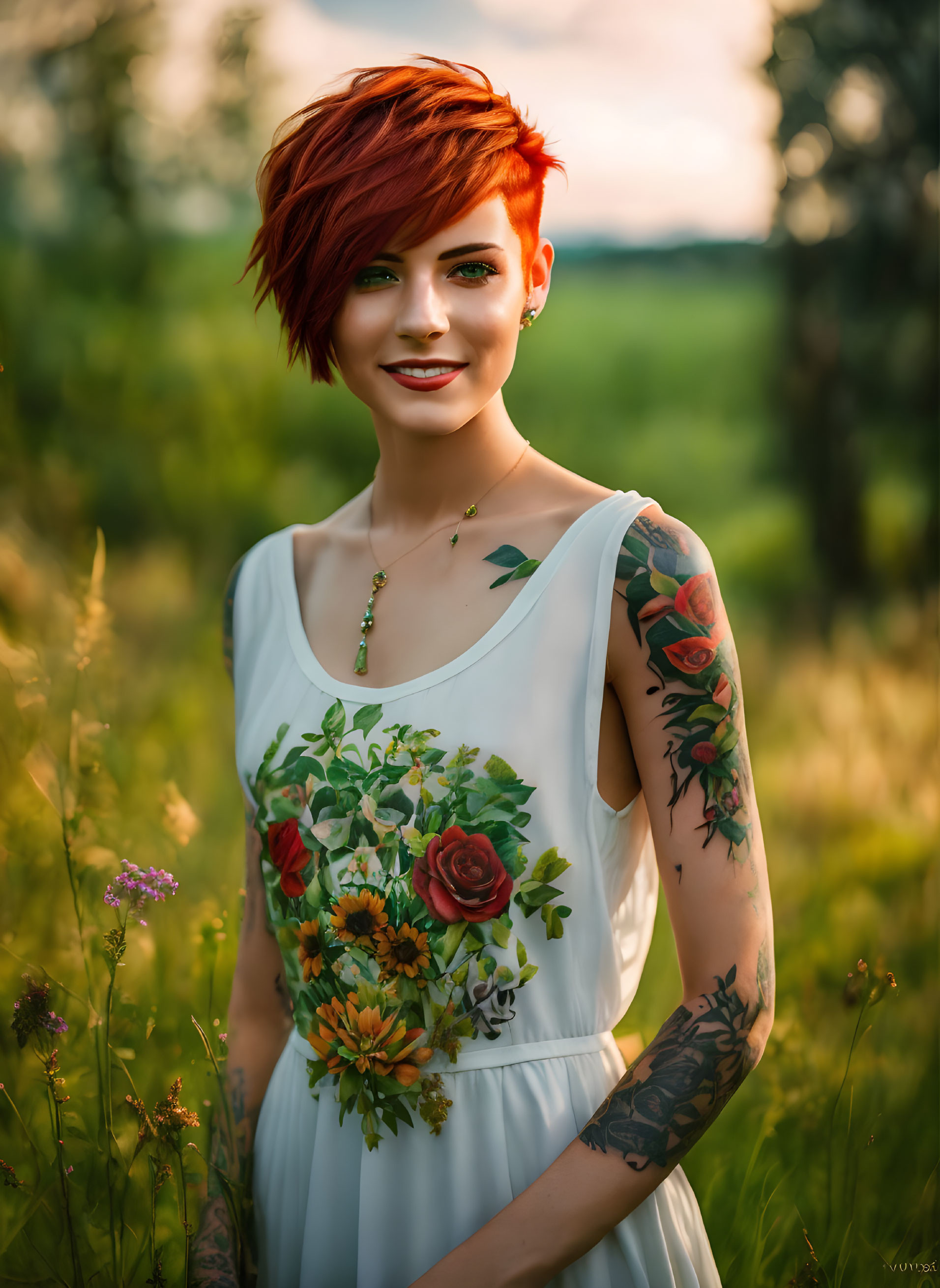 Girl with a realy short red haircut