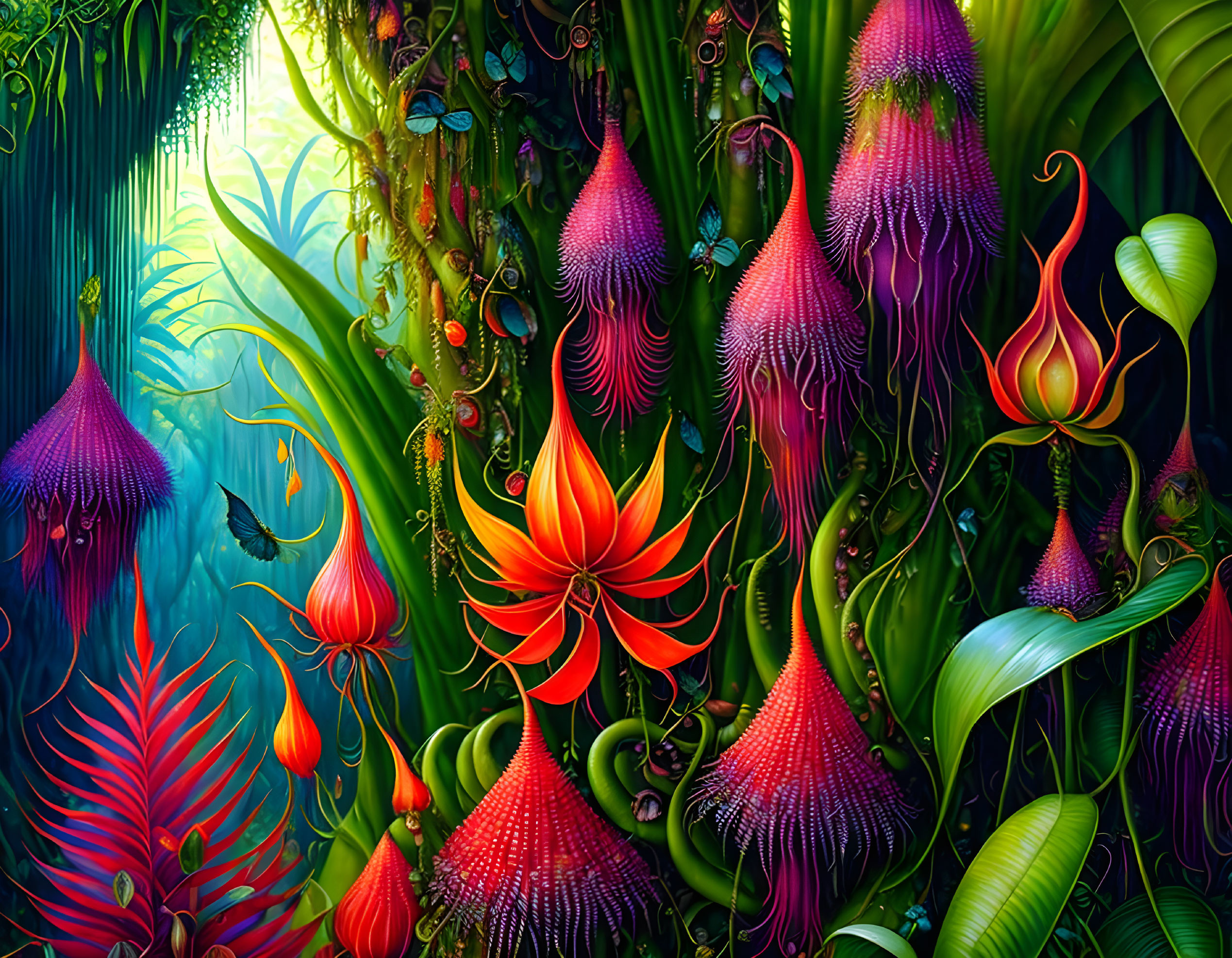 Jungle plants in the swamp on an alien planet