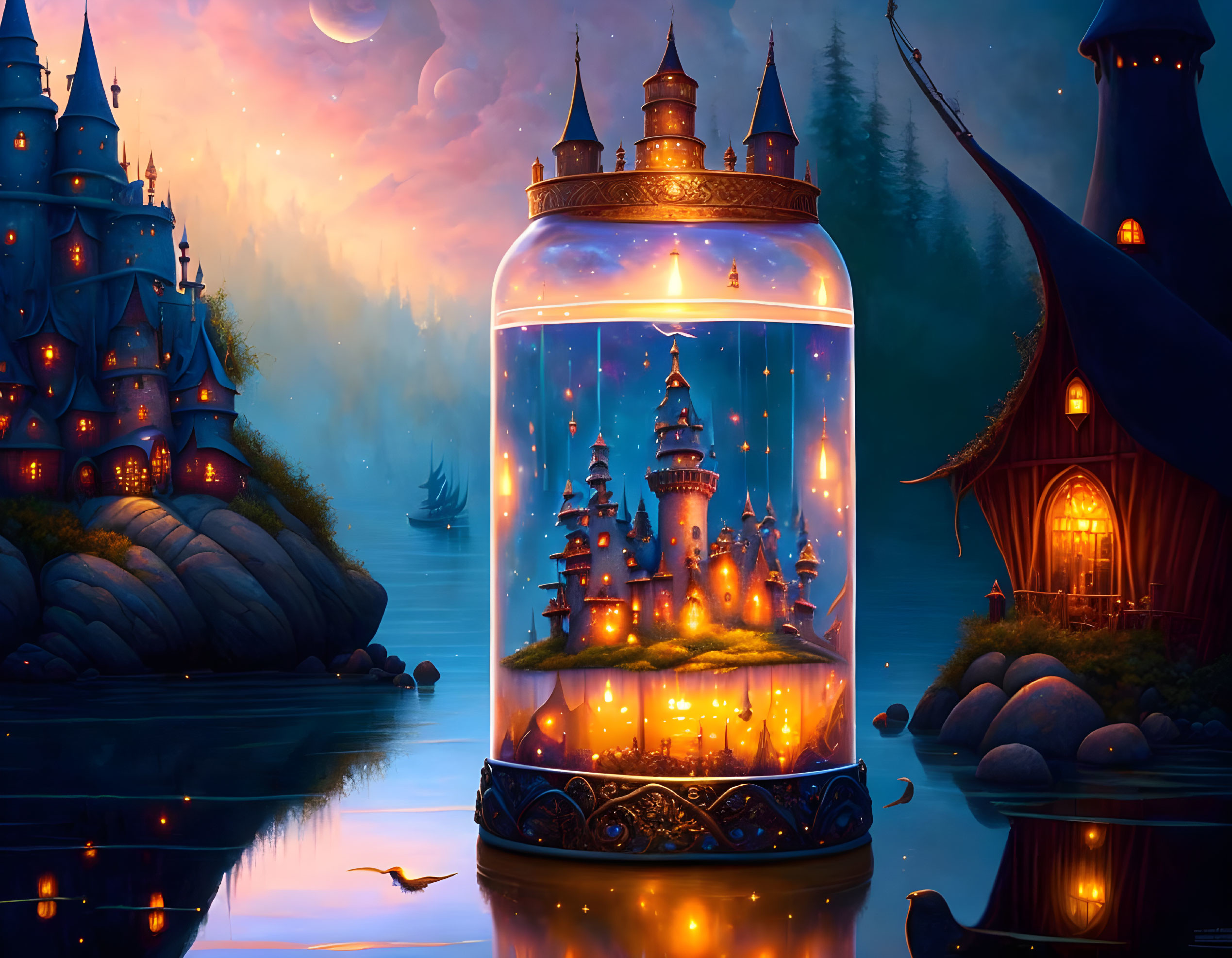 A magician's castle, spellbound in a jar