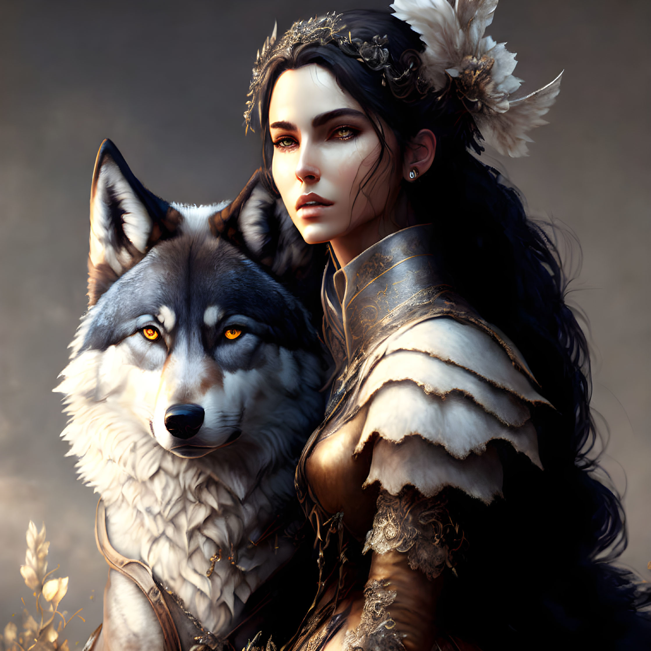 Lady with wolf