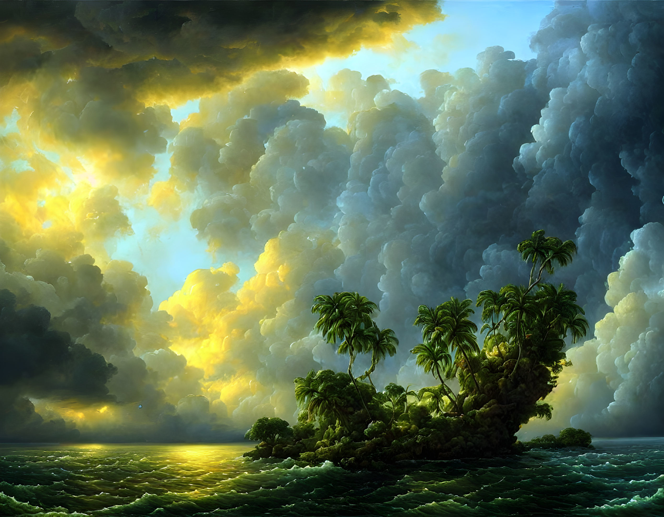 Tropical island in approaching storm