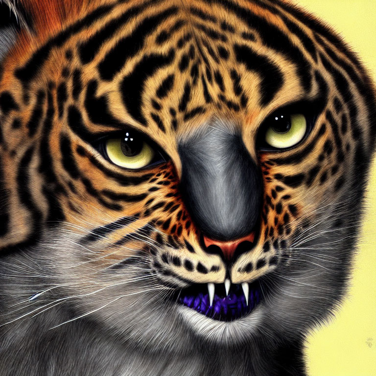Detailed Close-Up of Vibrant Tiger Face with Stripes and Intense Eyes