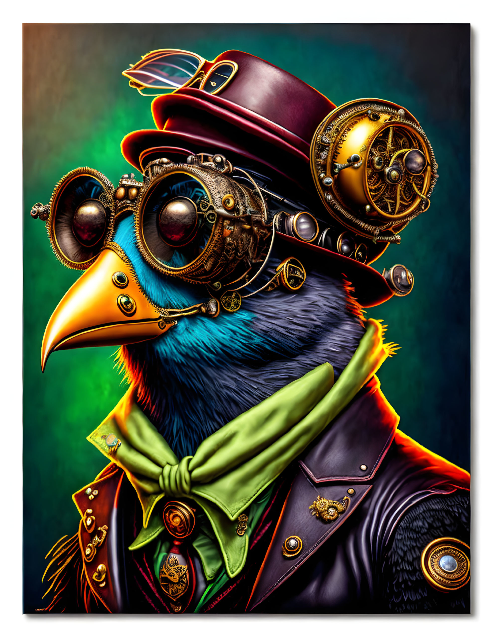 Steampunk Crow with eye glasses