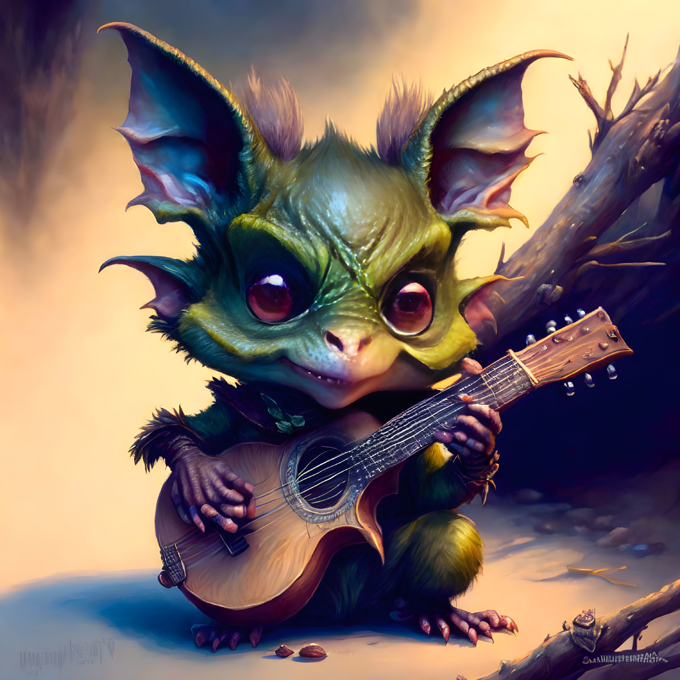 Goblin gremlin playing gitarre