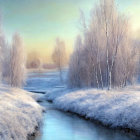 Tranquil Winter Landscape with Frost-Covered Trees