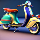 Colorful Vintage Scooter with Glossy Finish and Chrome Details