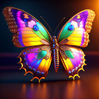 Colorful Butterfly Illustration with Detailed Wings on Blurred Background