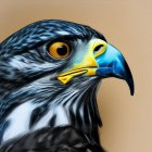 Detailed close-up illustration of a majestic eagle with golden eye and sharp beak.