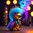 Steampunk-styled hedgehog with blue mohawk and potion in digital art
