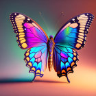 Colorful Butterfly Illustration with Purple, Blue, and Orange Wings