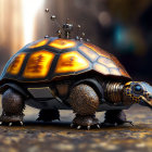 Mechanical Turtle with Glowing Shell and Robotic Appendages