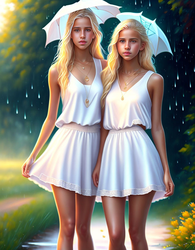 Sisters on the rainy day