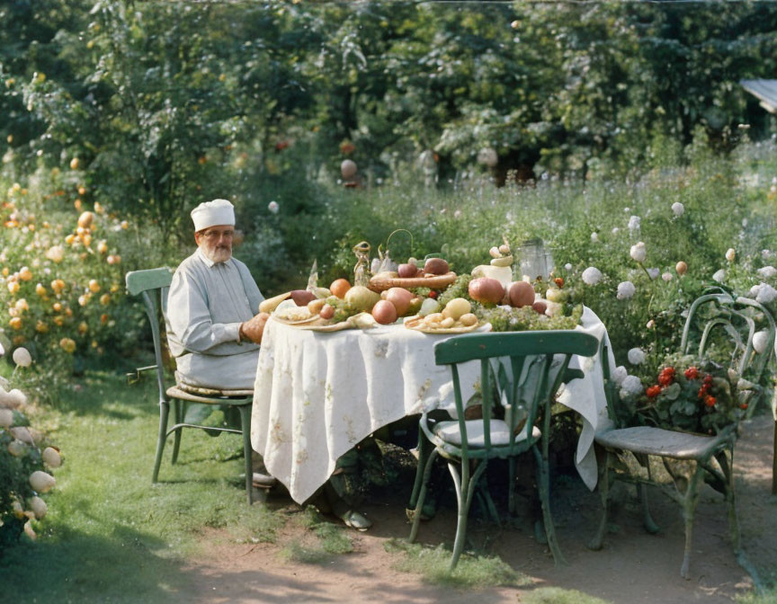 An old man sitting in the garden. 1916, Kyiv