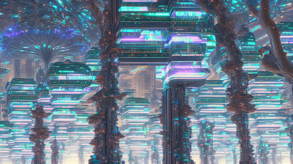 Futuristic city in the trees