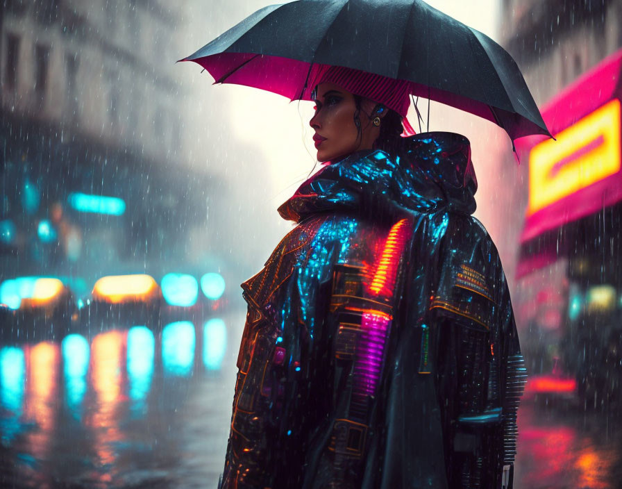 Cyberpunk Rome in the rain