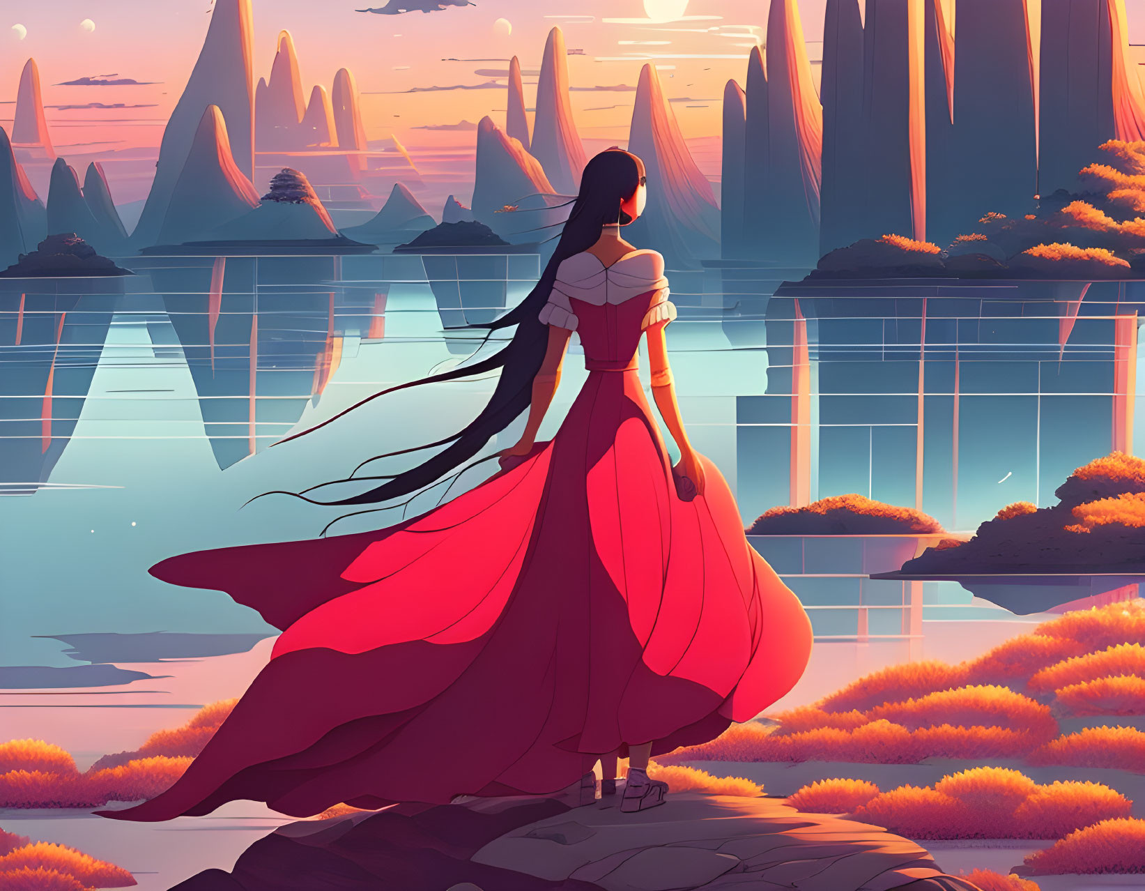 bay sunset 2. red dress