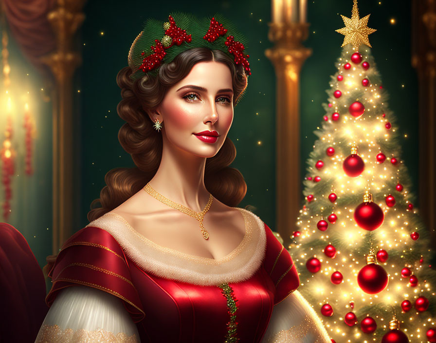 regency woman celebrating christmas