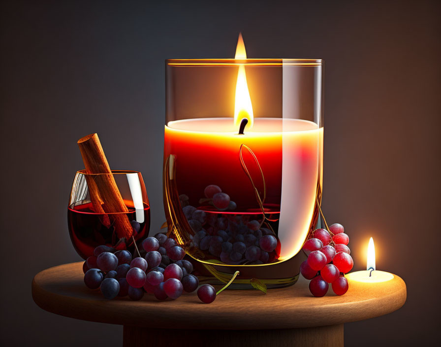 candle and wine