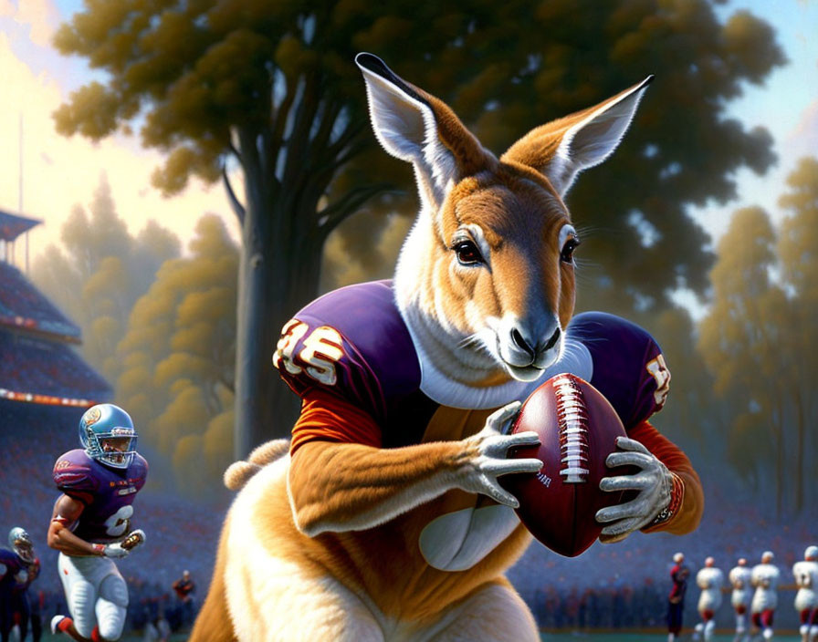 Kangaroo playing football