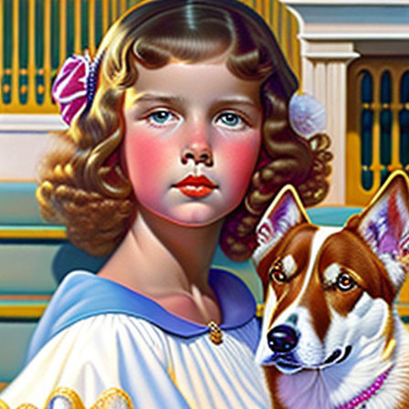 40's style girl and her dog
