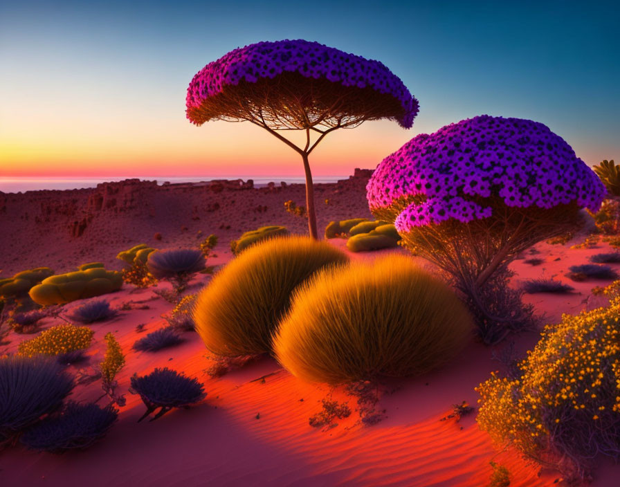 Socotra flowers at sunset