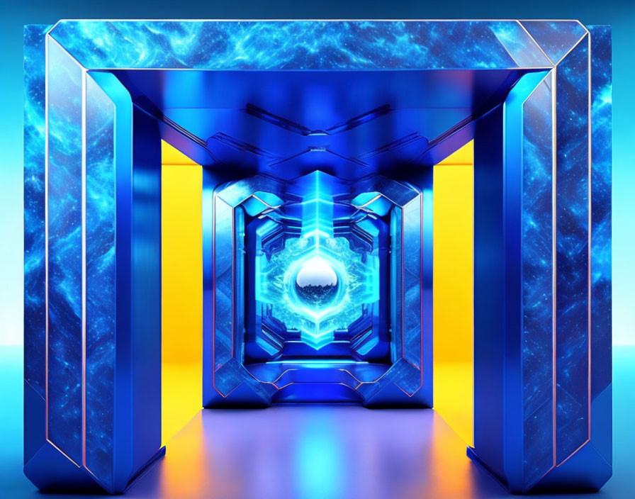 Tesseract Portal into Blue Plasma Realm