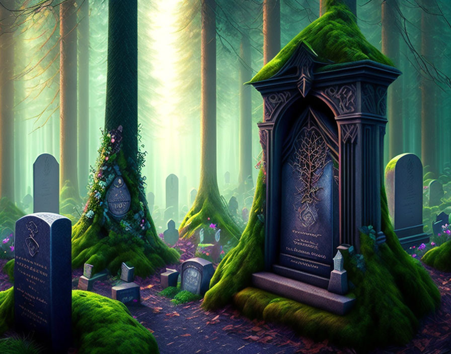 Enchanted forest cemetery