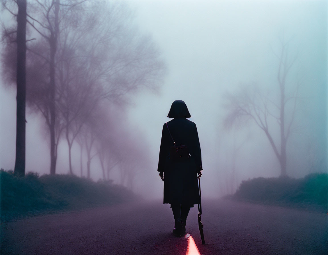 Woman dark path to illumination