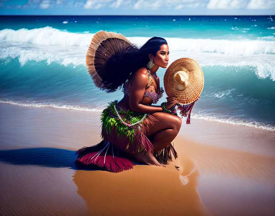 Polynesian on beach