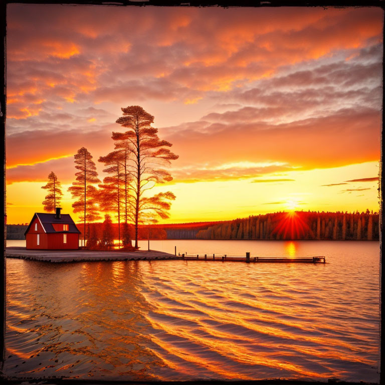 sunset, lake, Sweden